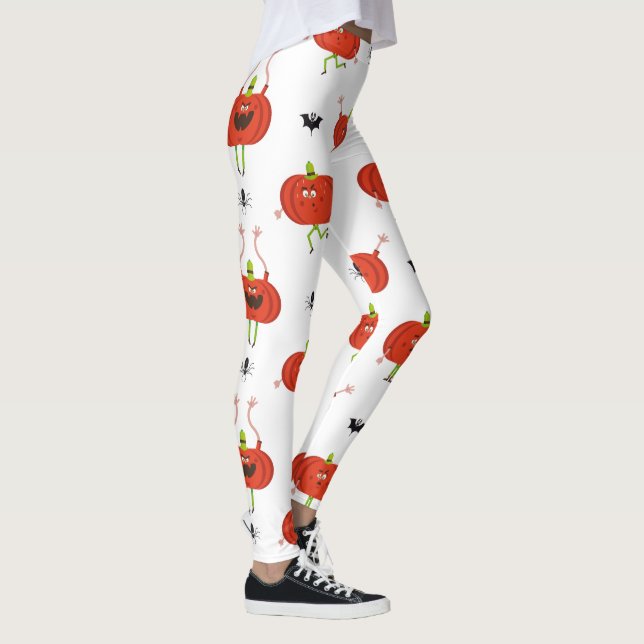 Leggings Citrouilles d'halloween mignonnes, araignée et mot (Droite)