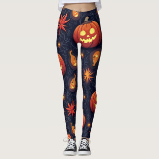 Leggings Citrouilles d'Halloween : Motif Éffrayant sans cou