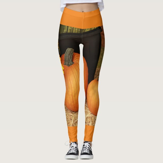 Leggings citrouilles en plein air à l'automne (Devant)