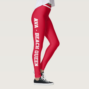 Leggings Classe vacances Rouge Cerise Rayé Blanc