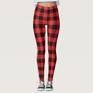 Leggings Classic Checked Buffalo rouge et noir Plaid