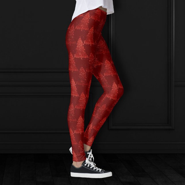 Leggings Classic Tree Pattern | Rich Crimson Red Christmas (Créateur téléchargé)