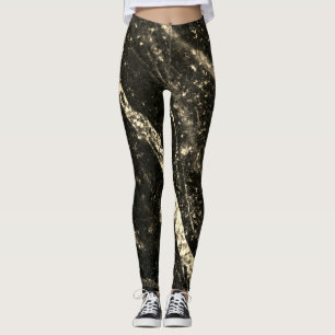Leggings Clé brillante or noir chic abstrait