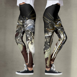 Leggings Clés Métalliques Steampunk Chic