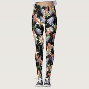 Leggings Cloches de Campion à échelle : aquarelle Florale
