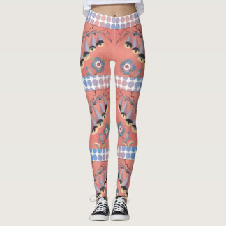 Leggings Cloches et pivoines de fleurs sur un Arrière - pla