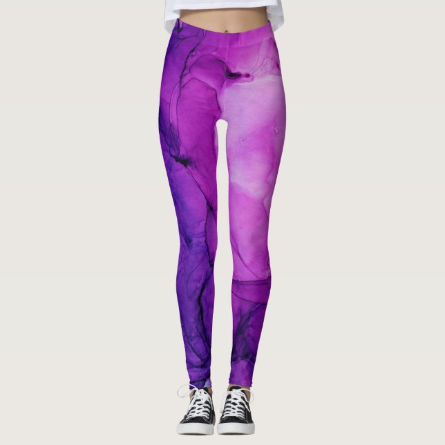 Leggings Cloud d'encre tourbillonner Abstrait Violet bleu p (Devant)
