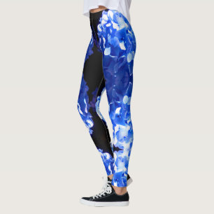 Leggings Cobalt bleu floral élégant bleu hydrangées