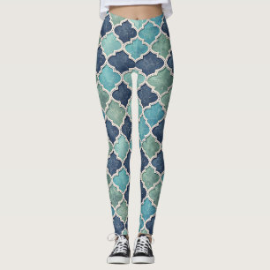 Leggings Cobalt et sarcelle Quatrefoil - Mosaïque méditerra