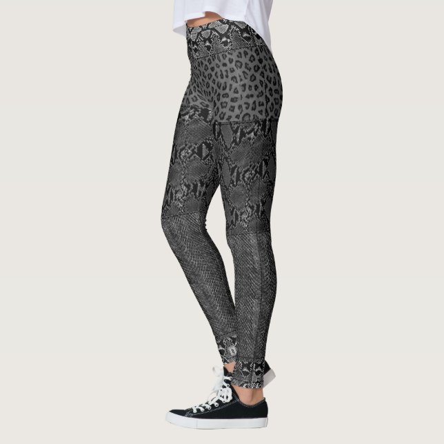 Leggings Cobra foncé gris noir de peau de serpent de python (Gauche)