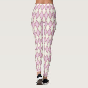 Leggings Coche diamant de l'arlequin rose et ivoire