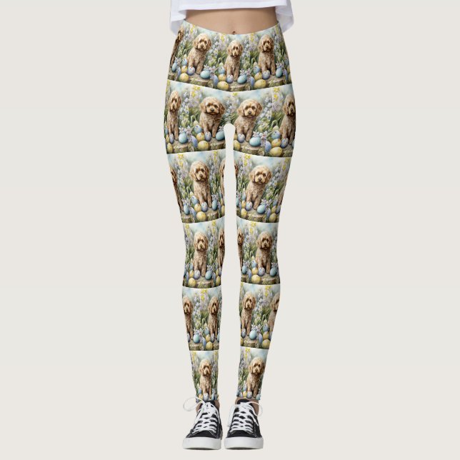 Leggings Cockapoo avec vacances de Pâques  (Devant)