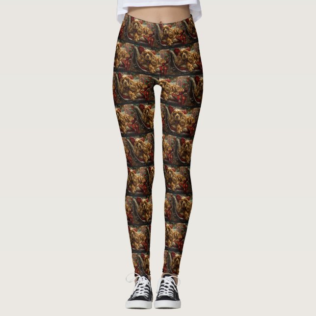 Leggings Cocker Spaniel Chien Festif de Noël (Devant)