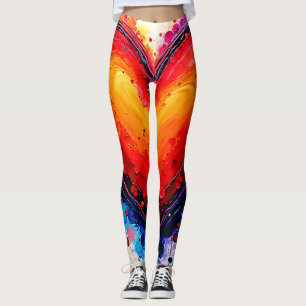 Leggings Cœur Abstrait Vibrant Art Splash