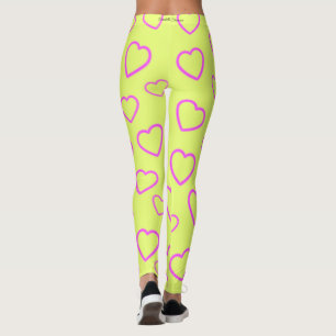 Leggings Coeur d'amour rose jaune
