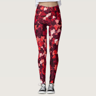 Leggings Coeur Parties scintillant rouge : Texture minimali
