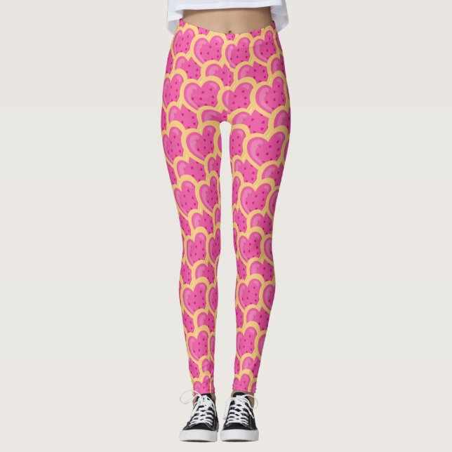 Leggings Coeur rose Coeurs Cookies Cuisson Aliments Valenti (Devant)