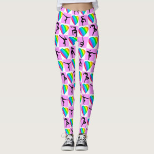 LEGGINGS COEUR ROSE J'AIME LES GYMNASTIQUES LÉGGINES