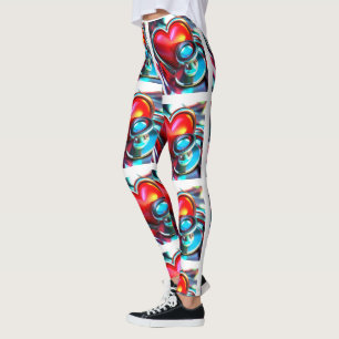 Leggings Coeur rouge et Chrome Stethoscope Soins de santé