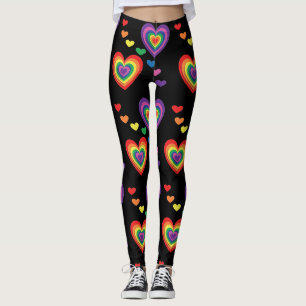 Leggings Coeurs Arc-en-ciel amusants et colorés