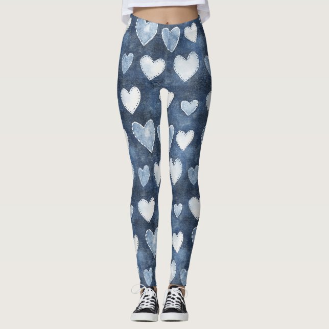 Leggings Cœurs bleus (Devant)