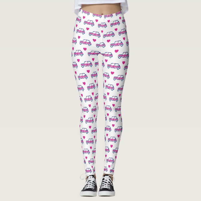 Leggings Coeurs britanniques de Mini Cooper - bleu et rose (Devant)