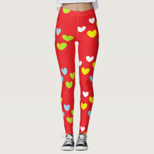 Leggings Coeurs colorés en rouge