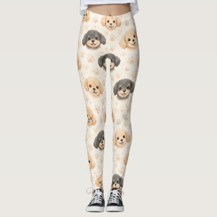 Leggings Cœurs de chiot mignons motif aquarelle (3)