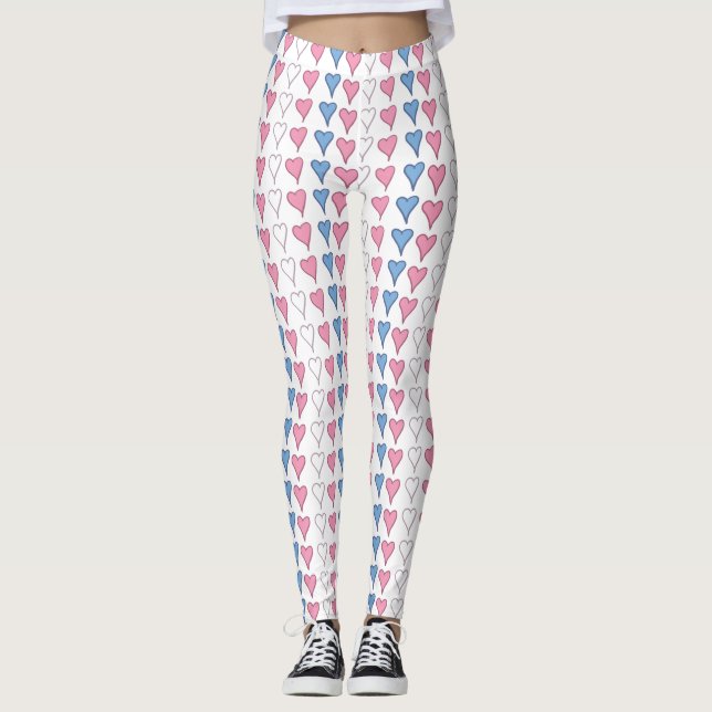 Leggings Coeurs de fierté transgenre (Devant)