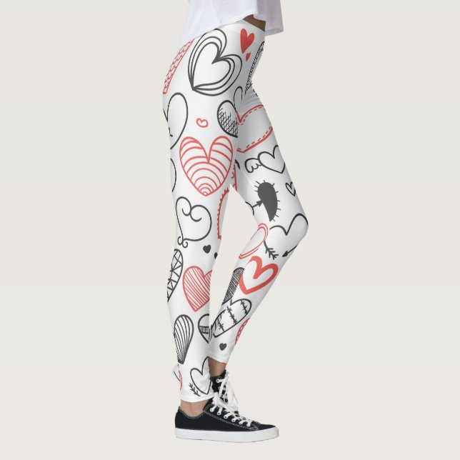 Leggings Coeurs de graffiti amusants (Droite)