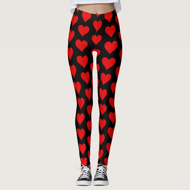 Leggings Coeurs de la Saint-Valentin Pantalon de jambes noi (Devant)
