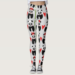 Leggings Coeurs de pandas mignons : Motif pour enfants