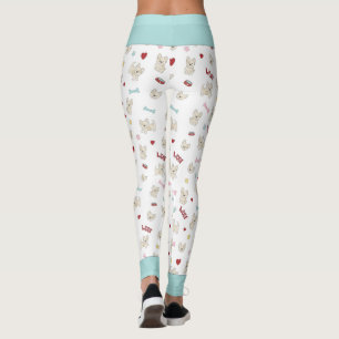 Leggings Coeurs de taureau français empreinte de patte chie