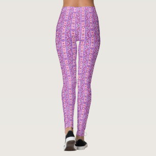Leggings Coeurs et guêtres de pourpre de motif rayé de
