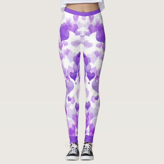 Leggings Coeurs flottants violets (Devant)