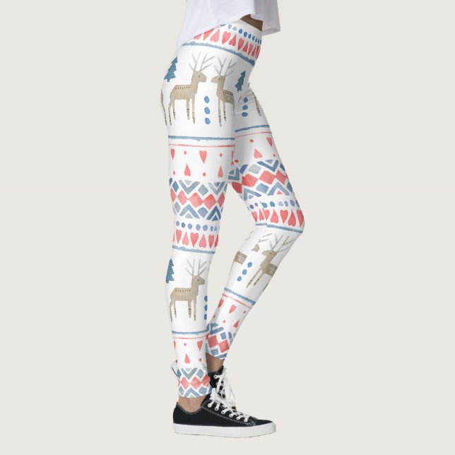 Leggings Coeurs nordiques de rennes et rayures Fairisle (Droite)