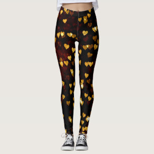 Leggings Coeurs or défraîchi sur Arrière - plan noir