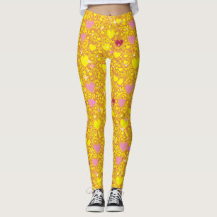 Leggings Coeurs rayonnants Motif 01 BYellow BG