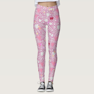 Leggings Coeurs rayonnants Motif 01 Offwhite BG