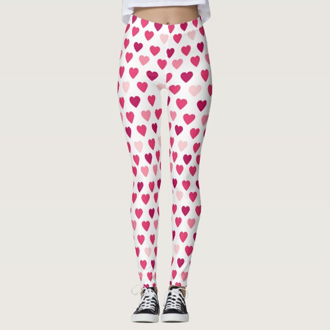 Leggings Coeurs roses mignons Motif d'amour (Devant)