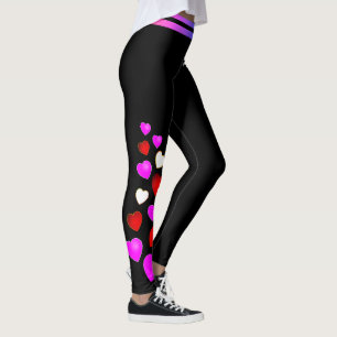 Leggings Coeurs rouge blanc et rose (modifiable)