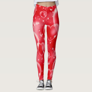 Leggings Cœurs Rouge Bulles Mignon Fille Années 90