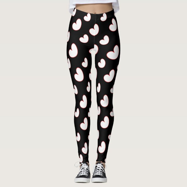 Leggings Coeurs rouges/blancs de l'amour des coeurs R4, sur (Devant)