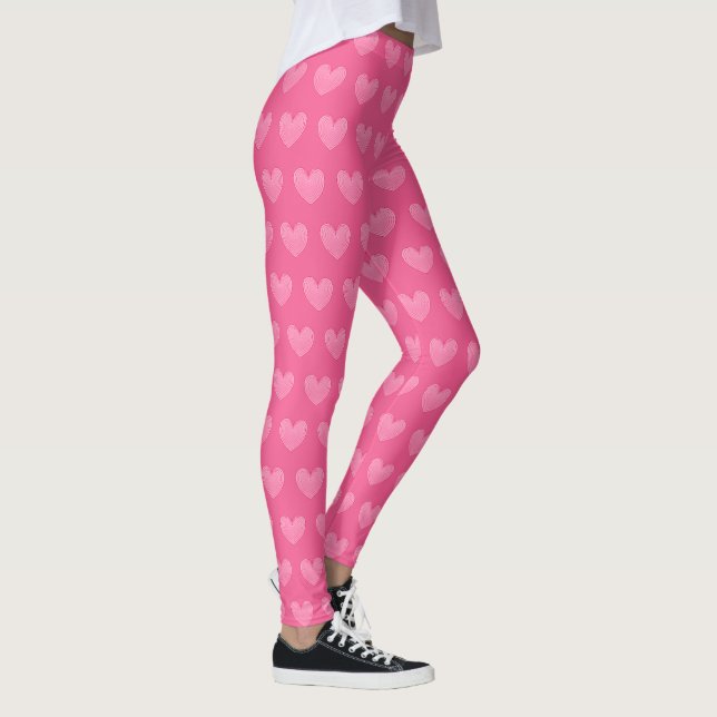 Leggings Coeurs satinés - Pastel et rose Rose (Droite)