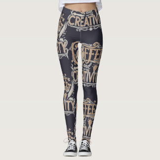 Leggings Coffee and Creativity Typography