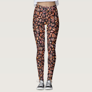 Leggings Coffee Haricots crayon Motif Rustique Brown