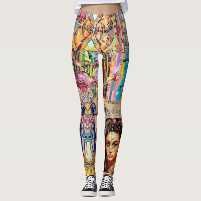 LEGGINGS COLLAGE DE CONCEPTEUR DE PORTRAIT (Devant)