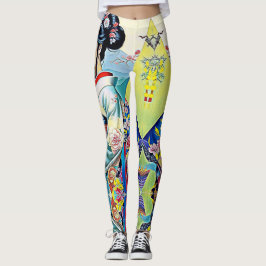 LEGGINGS COLLAGE DE CONCEPTEUR DE PRINTEMPS ASIATIQUE