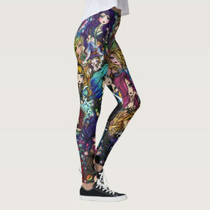 Leggings Collage de fées de sirène d'art d'imaginaire de