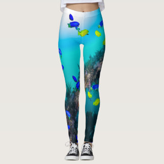Leggings collage de récif de poissons